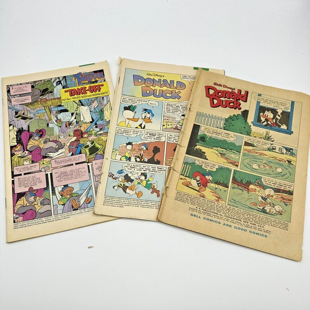 3 Walt Disney's Comics 52 golden age Donald Duck 1990's Tail Spin Coverless Lot